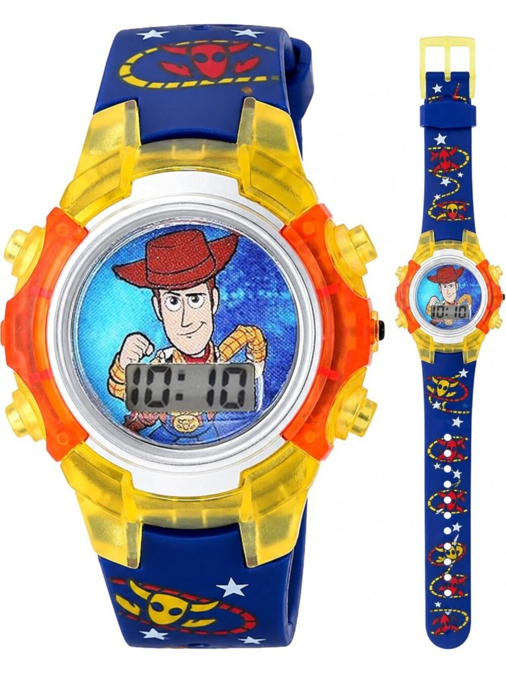 Kids Digital LCD Watch with Flashing Dial, Woody Design, Adjustable Strap, Fun